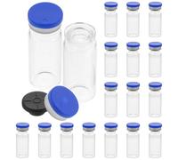 BEBEMOKO 20pcs 10ml Glass Vials with Screw Caps, Refillable Sample Bottles for Essential Oil Storage, Freeze-dried Powder, and Laboratory Use