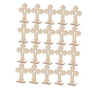 BEBEMOKO 20pcs Small Unfinished Wood Crosses for Crafts Baptism Table Centerpieces Catholic Wall Cross Decorations for First Communion Portable Rustic Wooden Ornaments for Party and Home