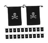BEBEMOKO 24pcs Pirate Party Favor Bags Coin Pouches Skull Print Candy Treat Bags for Halloween Pirate Birthday Celebrations