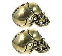 BEBEMOKO 2pcs Antique Brass Skull Charm Pendant Vintage Goth Keychain Accessory for DIY Jewelry Making Hole Diameter for Necklaces Bracelets and Craft Projects