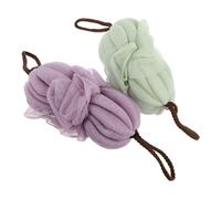 BEBEMOKO 2Pcs Bath Braided Loofah Mesh Back Scrubber Shower Sponge for Adults Material Non-Shedding Suitable for Family Bathing and Skin Massage Random Color