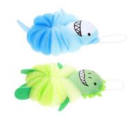 BEBEMOKO 2Pcs Cartoon Bath Loofah Body Scrubber for, Soft Bath Sponge Set with Cute Animal Designs, Gentle Exfoliating Shower Scrubber for and Bathing