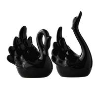 BEBEMOKO 2pcs Ceramic Swan Figurines Porcelain Home Decor Black Nordic Style Swan Sculpture for Office Wedding Desktop Ornament
