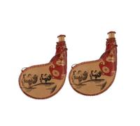 BEBEMOKO 2pcs Crafted Pu Leather Water Bag Pouch for Outdoor Activities Camping Hiking
