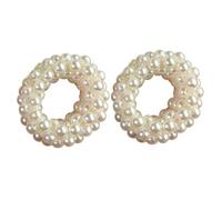 BEBEMOKO 2pcs Elegant Pearl Hair Ties Beaded Elastic Ponytail Holders for Women and Delicate Stretchy Hair Bands for Daily Wear and Special Occasions and Comfortable