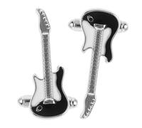 BEBEMOKO 2Pcs Guitar Shape Cufflinks for Men Decorative Shirt Studs Unique Tuxedo Accessories for Music Lovers High Polished Finish Comfortable Wear