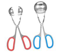 BEBEMOKO 2pcs Meat Baller Tong Stainless Steel Meatball Makertool Meat Ball Maker Mold Cookie Dough Scoop Buffet Tongs Rice Baller Red
