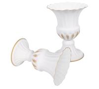 BEBEMOKO 2Pcs Retro Style Graveyard Flower Vases White and Gold Stable Base Lawn for Memorials Suitable for Fresh Artificial Flowers Cemetery Decoration for Funerals and Events