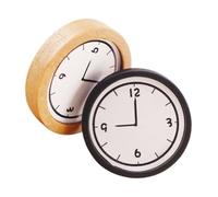 BEBEMOKO 2Pcs Scale Wooden Dollhouse Wall Clock Realistic Miniature Clock Decoration for Pretend Play and Collectors Natural Material
