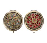 BEBEMOKO 2pcs Small Cosmetic Mirrors Travel Foldable Lightweight Pocket Makeup Mirrors for Women with Two-sided Gilded Golden Design, Chic and Elegant for Purse Use