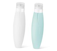 BEBEMOKO 2Pcs Travel Silicone Squeeze Bottles Refillable Containers for Shampoo Lotion Body Wash Leakproof Toiletry Dispenser for Travel Essentials