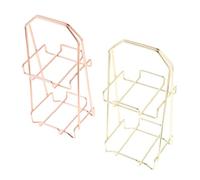 BEBEMOKO 2PCS Two-layer Gold Makeup Sponge Holder Powder Puff Stand Drying Rack Cosmetic Storage for Desktop Portable Beauty Tool Organizer