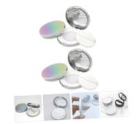 BEBEMOKO 2PCS Ultra-thin Iridescent Loose Powder Holders with Airtight Flip-lid and Elastic Mesh Portable Refillable Powder Boxes for DIY Makeup Foundation Compact and Lightweight for