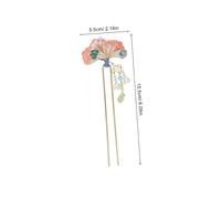 BEBEMOKO 2pcs Vintage Chinese Flower Hair Sticks U Shaped Handmade Hairpins with Pink Green Floral Tassels Non Slip Elegant Chignon Accessories for Hanfu Weddings and Cultural Events