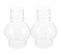 BEBEMOKO 2pcs Vintage Glass Lamp Shades Tall Clear Replacement Chimneys for Kerosene Lamps Windproof and Retro Lantern Globes with Diameter Bases Artistic Round Design