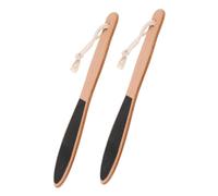 BEBEMOKO 2PCS Wooden Handle Foot Files Callus Remover for Pedicure Feet Exfoliating Hard Skin Scrubber Easy Grip for Men Women Home and Professional Use