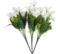 BEBEMOKO 3pcs Artificial Lily Bouquet with Silk Cloth, Plastic and Iron Wire, and Do Not Wither, for Wedding Lily Bouquet Arrangement and Porch Decoration, Beautiful in Shape and Look,