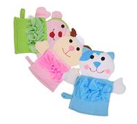 BEBEMOKO 3pcs Cartoon Bath Mitts Born Bath Essentials Newborn for Kids Sponge Body Scrubber