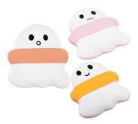 BEBEMOKO 3pcs Cotton Candy Makeup Puff Set, Reusable Soft Powder Puff Sponge for Wet and Dry Use, Mini Cosmetic Face Sponge in Pink, Nude, Yellow for Daily Setting under Eye