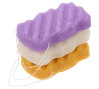 BEBEMOKO 3Pcs Facial Sponges Portable Soft Face Washing Sponges for Makeup Removal and Exfoliating Quick Dry Natural Material Travel-Friendly Cleansing Pads in White Purple