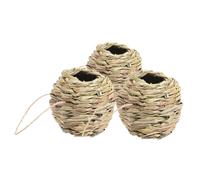 BEBEMOKO 3pcs Hand Woven Hummingbird House Natural Grass Bird Nest for Garden Balcony Porch Squirrel Nesting Box Parrot Hammock Bed Use Versatile Hanging Options