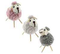 BEBEMOKO 3pcs Handmade Wool Felt Sheep Craft Supplies Lightweight DIY Clothing Accessories for Jewelry Bags and Decor in Pink Gray White