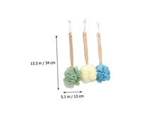 BEBEMOKO 3pcs Long Handle Bath Balls Body Cleaner Back Scrubber with Soft Nylon Mesh Exfoliating Shower Puff for Easy Back Cleaning and Comfortable Skin Care Suitable for Men and Women