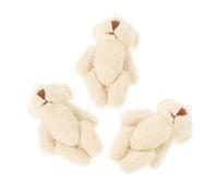 BEBEMOKO 3pcs Mini Pearl Velvet Bear Plush Ornaments Jointed DIY Craft Accessories for Hats Scarves Clothes Tiny Bear Decor for Family Handmade Projects and
