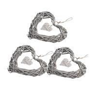 BEBEMOKO 3Pcs Rustic Heart Shaped Wicker Wreaths Hanging Decor for Door Wall Romantic Summer Fall Christmas Garland Handmade Craft Ornament