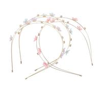 BEBEMOKO 3Pcs Sparkling Rhinestone Flower Headbands Double Row Thin Crystal Metal Hair Hoops for Women Bridal Hair Accessories Weddings Parties Daily Use