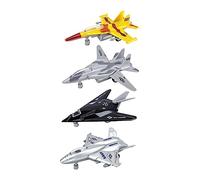 BEBEMOKO 4pcs Alloy Pull Back Airplane Models for Inertial Plane Creative Journey Fun Durable and Safe Design for Boys and Great Grip for Little Hands