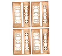 BEBEMOKO 4pcs Durable Wooden Chinese Style Miniature House Windows for Dollhouse Furniture Sand Table Activities Authentic Traditional Architecture Decor