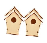 BEBEMOKO 4pcs Painting Christmas House Ornaments Unfinished Craft Adornments for Boys and Girls for Holiday Decorations and Creative Activities