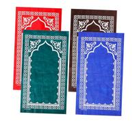 BEBEMOKO 4pcs Portable Islamic Prayer Carpets Foldable Worship Rugs with Unique Patterns Lightweight Non-woven for Muslim Prayer Eid Decorative and Practical Mat in Blue and Dark Green