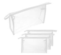 BEBEMOKO 4pcs Portable Toiletries Bag Lightweight PVC Handheld Travel Skincare Organizer Pouch with Zipper Compact Makeup Storage for Camping and Flights