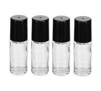 BEBEMOKO 4pcs Travel Ready Essential Oil Roller Bottles Glass Leakproof Refillable Roll Bottles for Synthesis Oil and Perfume