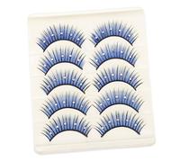 BEBEMOKO 5 Pairs Colored False Lashes with Rhinestones Long Dramatic Eyelashes for Cosplay and Latin Dance Stage Eye-catching Lash Extensions