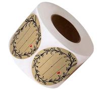 BEBEMOKO 500pcs Kraft Paper Baking Seal Stickers with Good Adhesion and Easy to Peel for Envelopes and Bakeries, Round Roll Label Stickers for Multi-use Packaging and Decoration