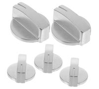 BEBEMOKO 5pcs Gas Cooker Knobs Stainless Steel Stove Control Knobs 45-degree Metal Ignition Switches for Double Burner Gas Hob Replacement Parts