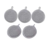 BEBEMOKO 5pcs Silver Wire Cleaning Cloth Dishwashing Sponges Mesh for Kitchen Cleaning Scrubbers for Dishes Non Scratch Washable