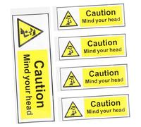 BEBEMOKO 5PCS Watch Your Head Safety Stickers Adhesive Caution Signs for Low Ceiling Warning Stairs and Hazardous Areas PP Paper Material