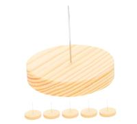 BEBEMOKO 6 Sets Wooden Base Doll Display Stand for Needle Felting Dolls with 5cm Thick Round Wooden Base