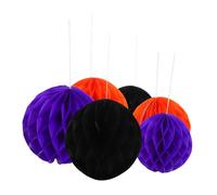BEBEMOKO 6pcs Festive Decoration Pom Pom Halloween Decor Hanging Decorations Orange Honeycomb Decor Paper