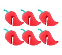 BEBEMOKO 6pcs Red Pepper-shaped Plastic Pot Lid Lifters for Kitchen, Spill-proof Boil over Stoppers, Keep Cover Raised to Prevent Spilling, for Cooking and Small Pots