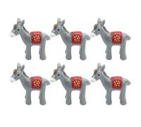BEBEMOKO 6pcs Resin Donkey Figures Miniature Garden Decoration Set, Tiny Adorable Donkey Statues for Flower Pots and Flower Beds, Outdoor Or House Decorative Accents