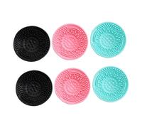 BEBEMOKO 6Pcs Silicone Makeup Brush Cleaner Pads with Handheld Design Soft Convex Dots for Deep Cleaning Beauty Tools Non-deforming Rinsing Cushions in Black Pink Green for Easy Brush