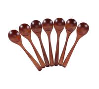 BEBEMOKO 7pcs Japanese Wooden Spoons for Honey Coffee and Soup Long Handle Dining Spoons Made from Sustainable Ergonomic Design for Precise Scooping of Condiments Desserts and Snacks