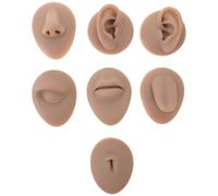 BEBEMOKO 7pcs Practice Model Soft Silicone Flexible Tattoo Training Tools for Students Realistic Ear Nose Lip Eye Belly Button Model Body Parts for Tattoo Artist Practice
