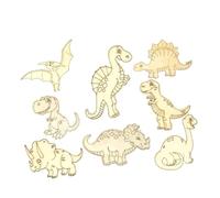 BEBEMOKO 8pcs Wooden Dinosaur Cutouts for DIY Crafts Mixed Dinosaur Shapes Wood Slices Ornaments Smooth Edges Safe for Painting and Creative Art Projects