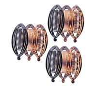 BEBEMOKO 9pcs Banana Clip Comb Set for Women Girls Interlocking Ponytail Hair Clamps in Glossy Black Tortoise Leopard Pattern Sturdy Hair Accessories for Summer Hairstyling